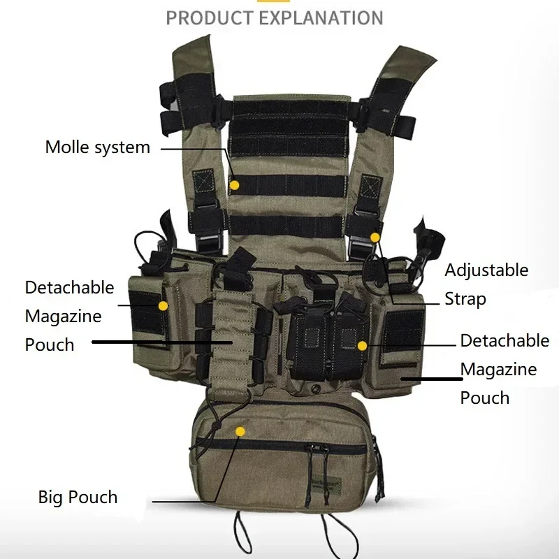 D3CR チェストリグベストマルチカムブラックグリーン戦術迷 - Crossfit Gear Men のレビューと価格