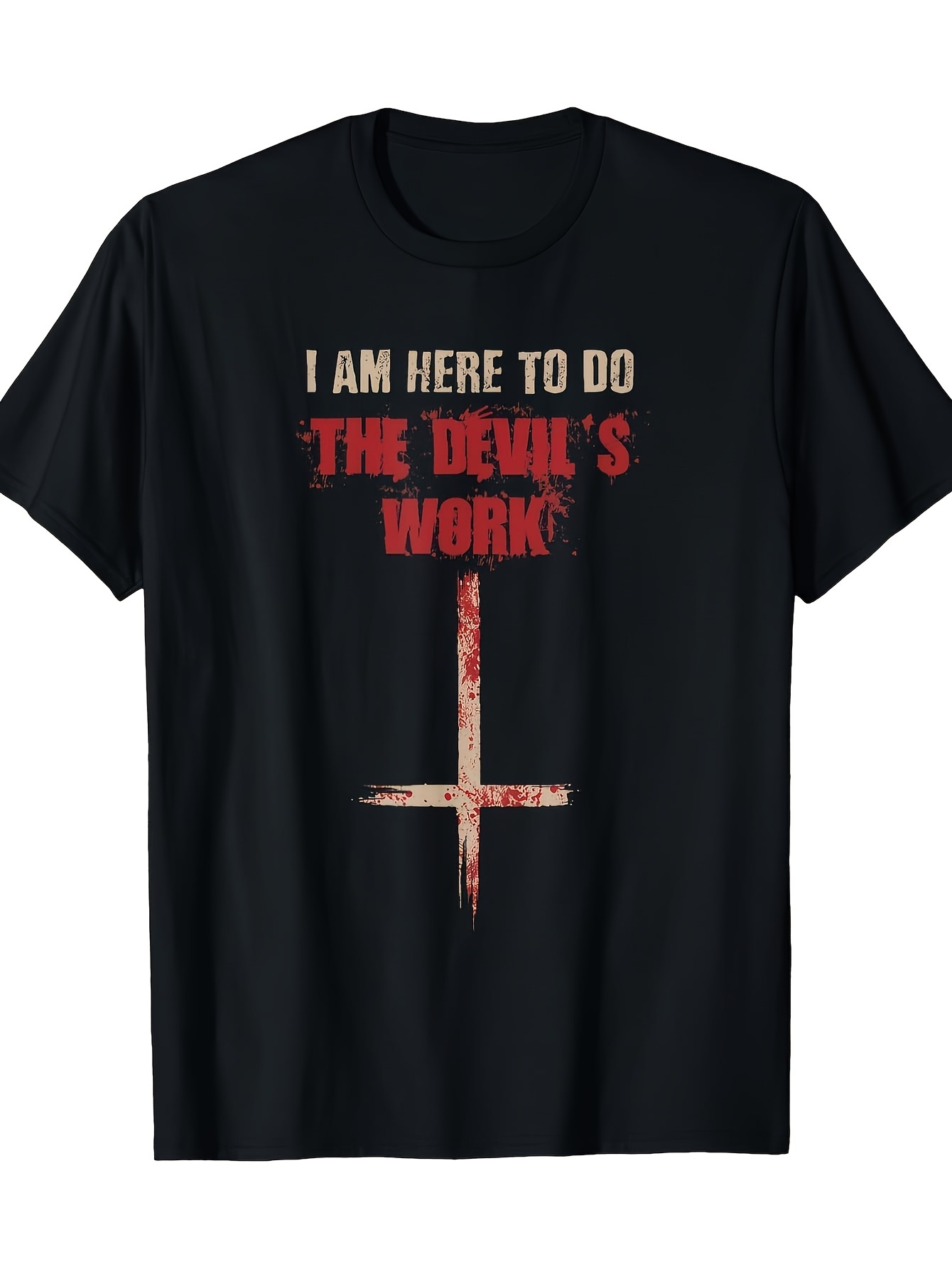 メンズサタニズムTシャツ - 大胆な赤色「私は悪魔の仕事をす - Crossfit Event のレビューと価格